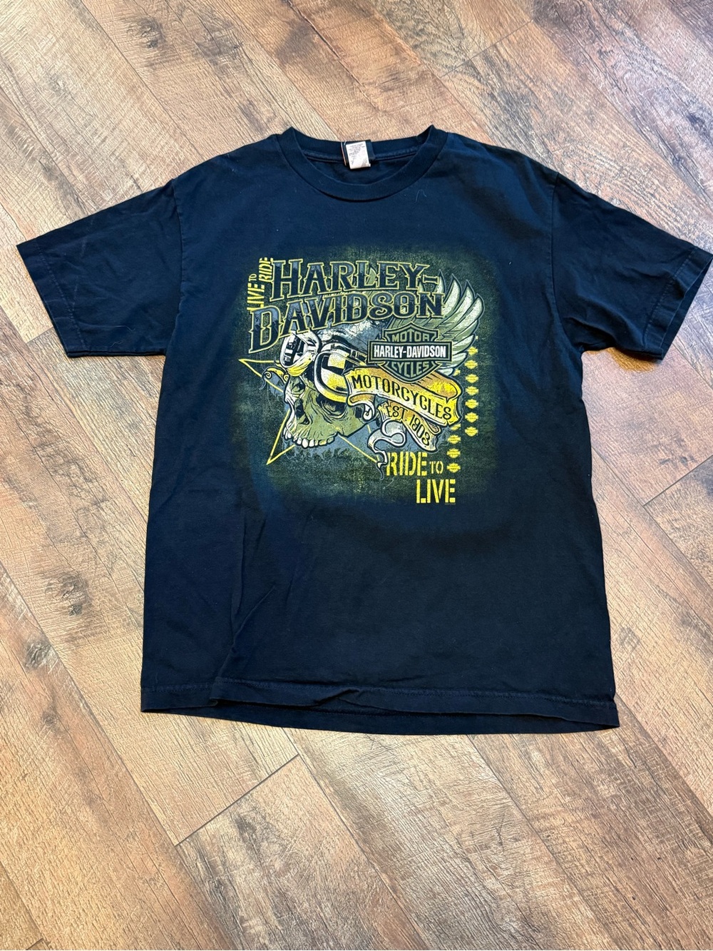 Harley-Davidson Black Tee with Yellow Graphic